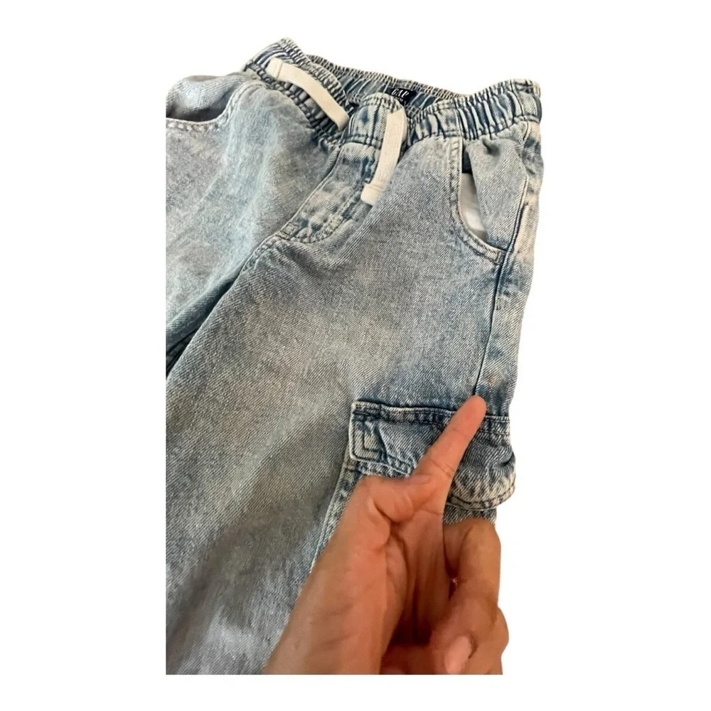 GAP kids Wide-Leg Pull-On Jeans Cargo Jeans Size M 100% Cotton